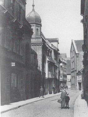 Die alte hallische Synagoge in der Kleinen Brauhausstraße (um 1900)