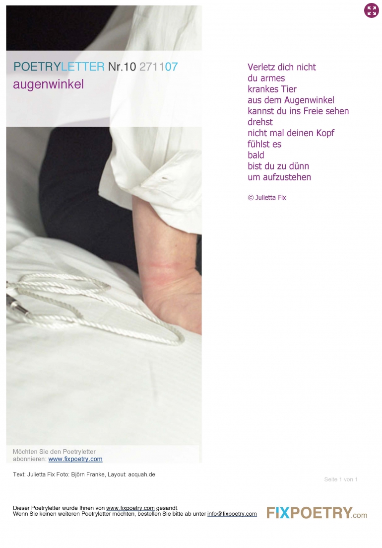 Poetryletter 10, Julietta Fix, Björn Franke