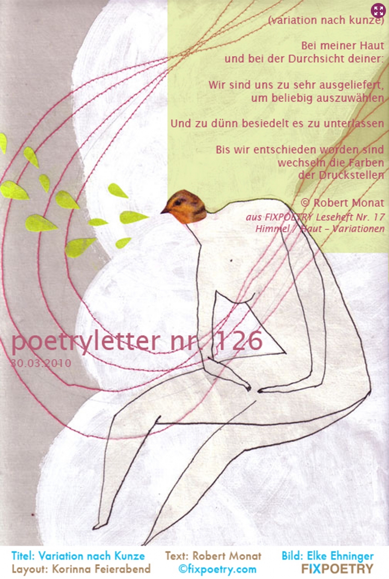 Poetryletter 126, Robert Monat, Elke Ehninger, Korinna Feierabend