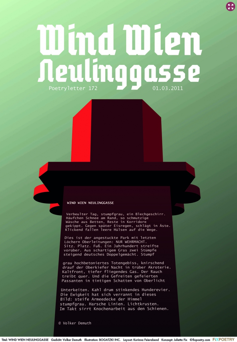 Poetryletter 172, Volker Demuth, Bogatzki Inc, Korinna Feierabend