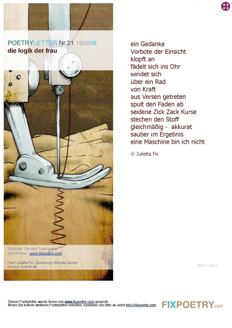 Poetryletter 21, Julietta Fix, Michael Zauner