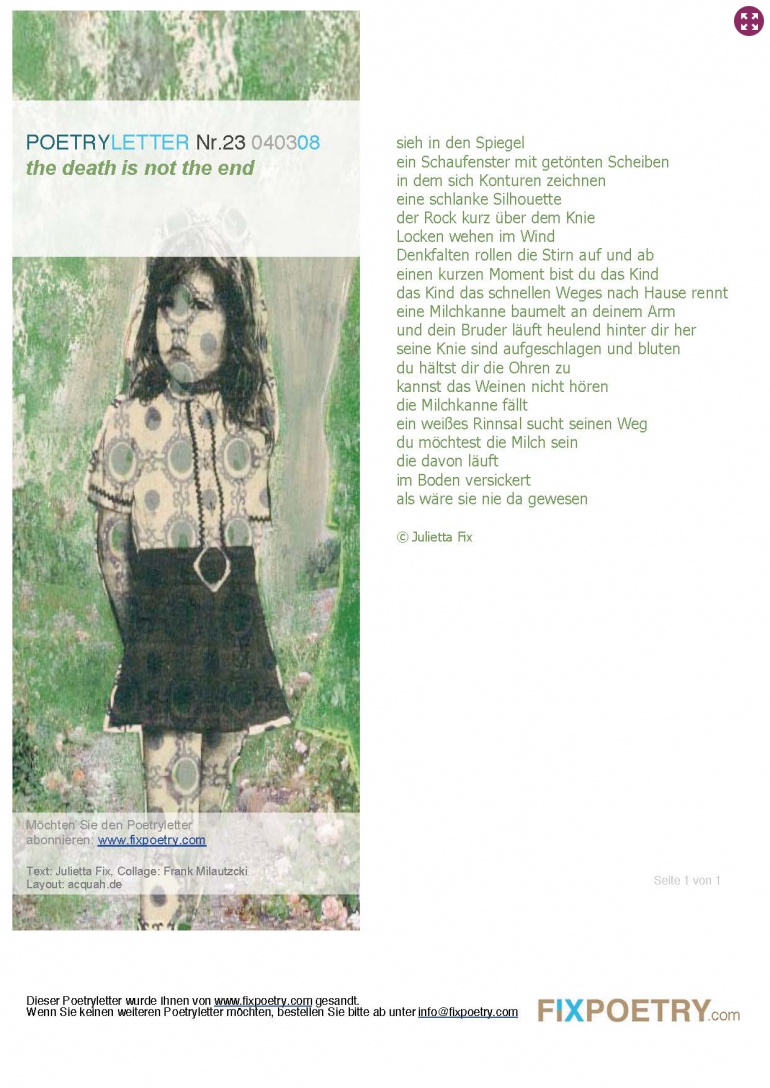 Poetryletter 23, Julietta Fix, Frank Milautzcki
