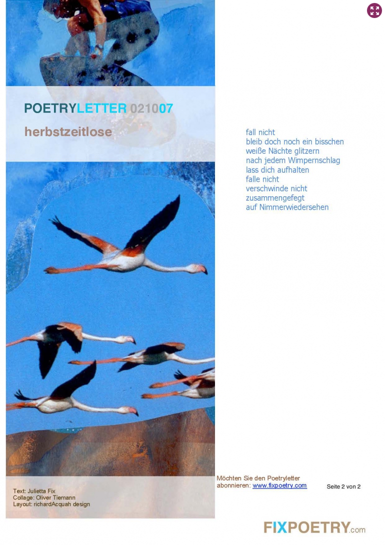 Poetryletter 2, Julietta Fix, Oliver Tiemann