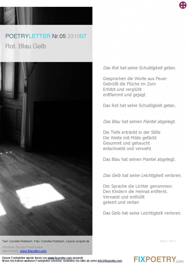 Poetryletter 5, Cornelia Putzbach