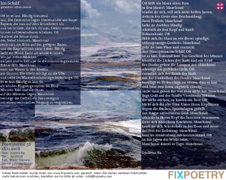 Poetryletter 58, Julietta Fix, Oliver Tiemann, Korinna Feierabend