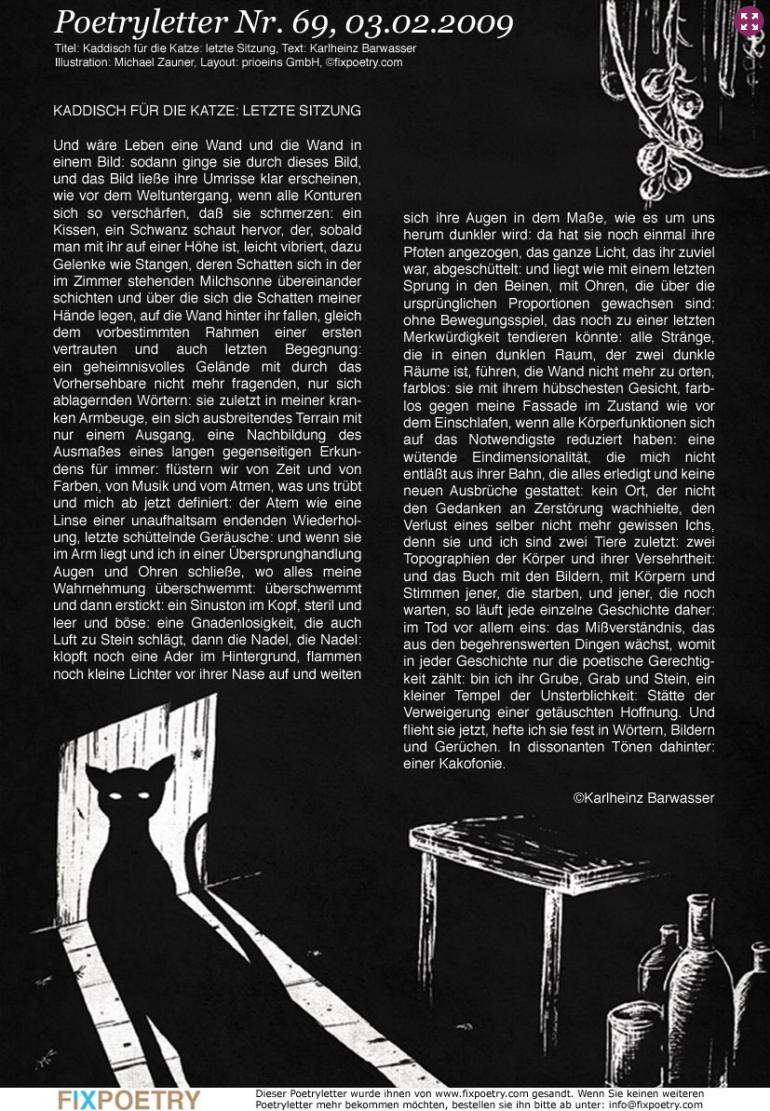 Poetryletter 69, Karlheinz Barwasser, Michael Zauner, Korinna Feierabend