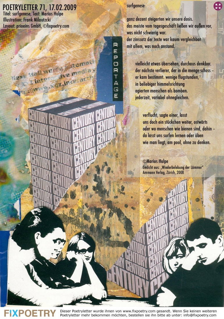 Poetryletter 71, Marius Hulpe, Frank Milautzcki, Korinna Feierabend