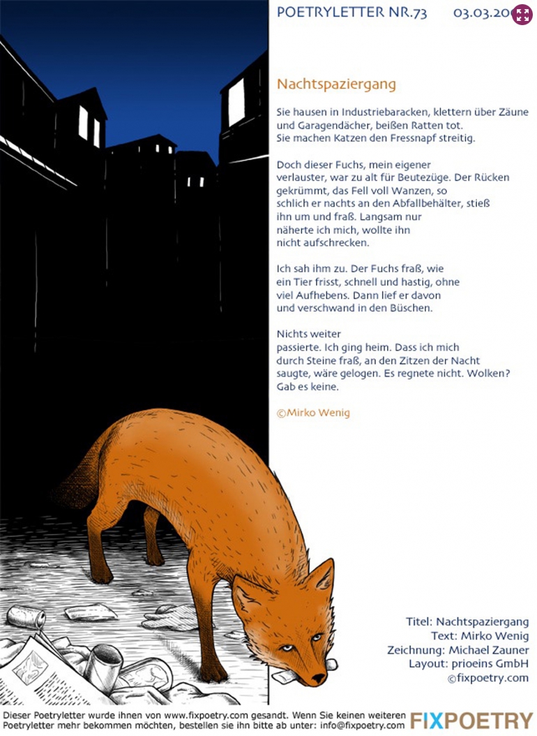 Poetryletter 73, Mirko Wenig, Michael Zauner, Korinna Feierabend