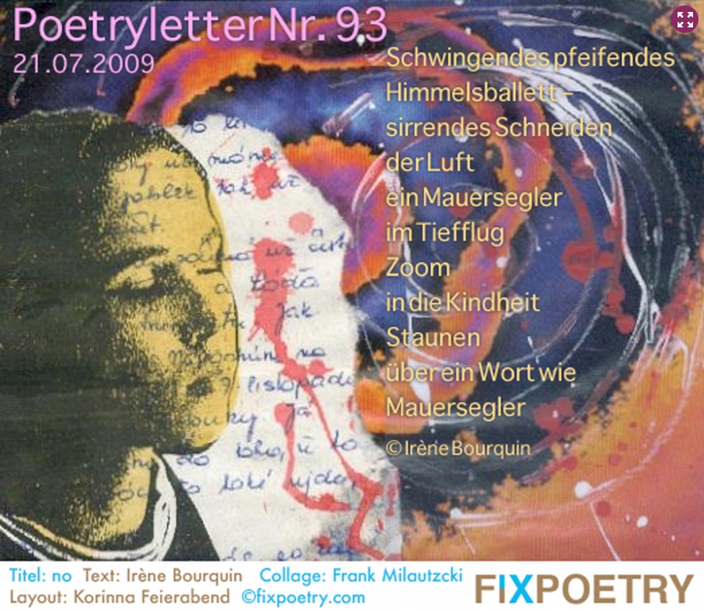 Poetryletter 93, Irène Bourquin, Frank Milautzcki, Korinna Feierabend
