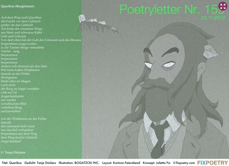 Poetryletter 159, Tanja Dückers, Bogatzki Inc, Korinna Feierabend