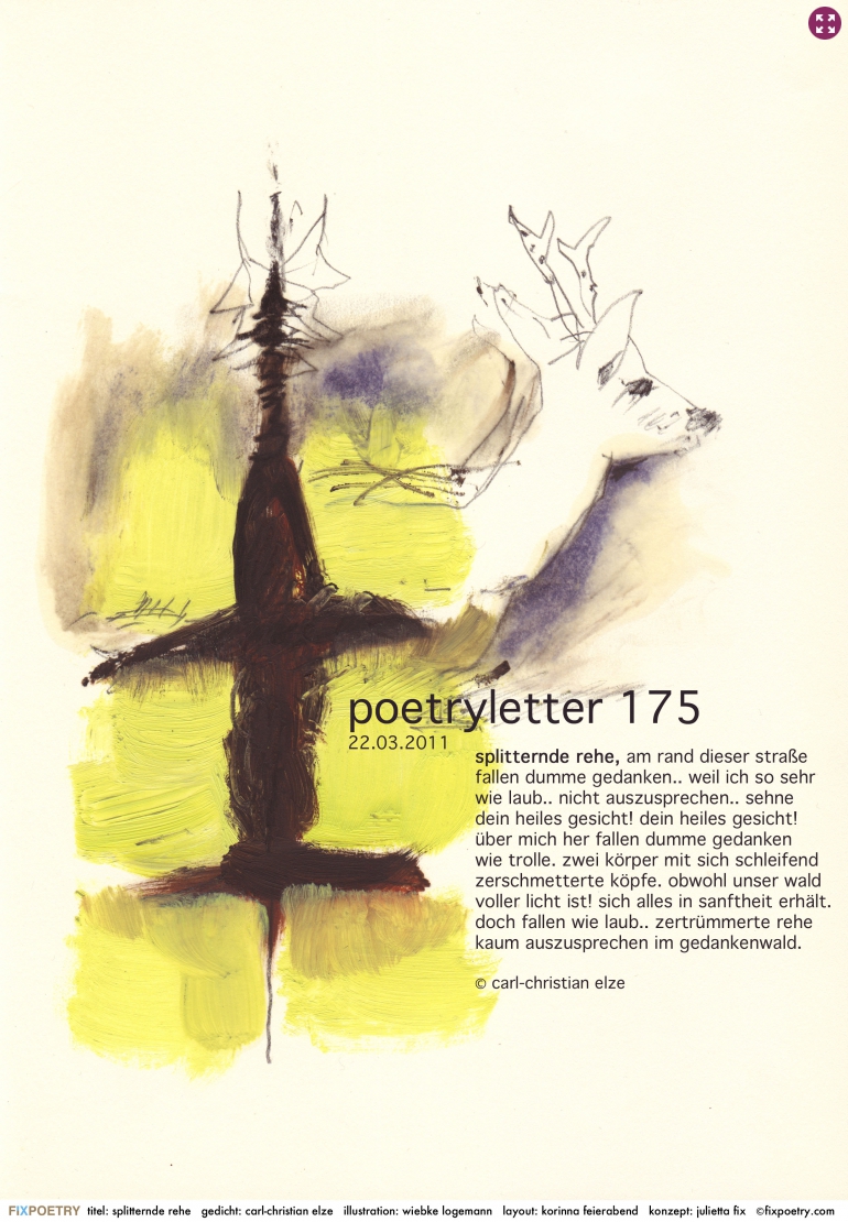 Poetryletter 175, Carl Christian Elze, Wiebke Logemann, Korinna Feierabend