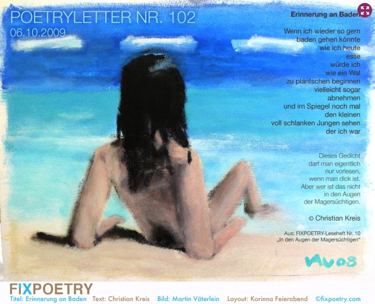Poetryletter 102, Christian Kreis, Martin Väterlein, Korinna Feierabend