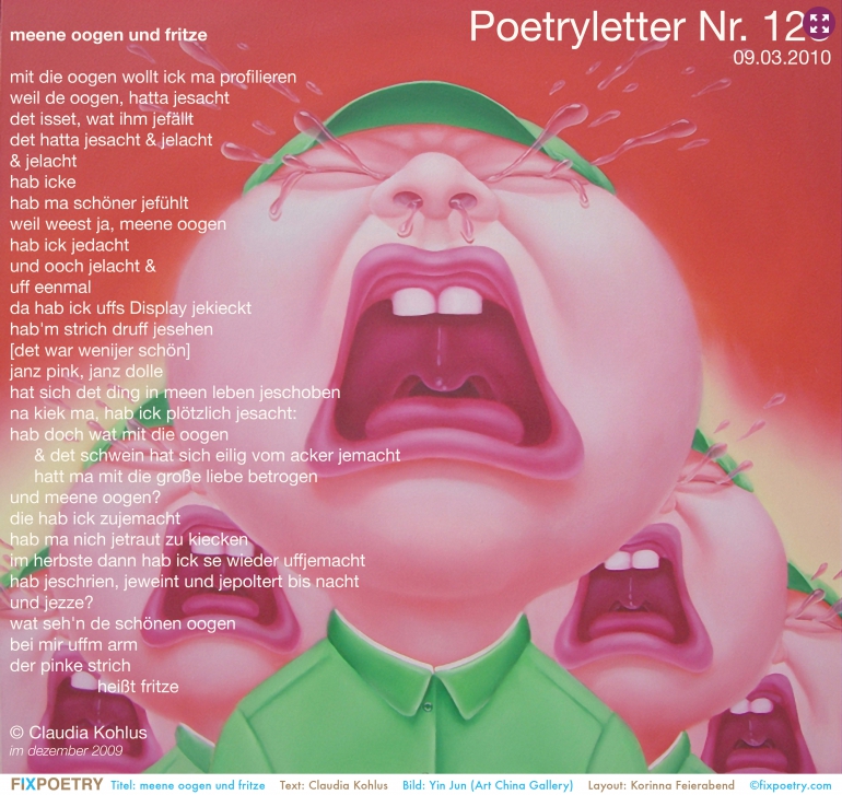 Poetryletter 123, Claudia Kohlus, Yin Jun, Korinna Feierabend
