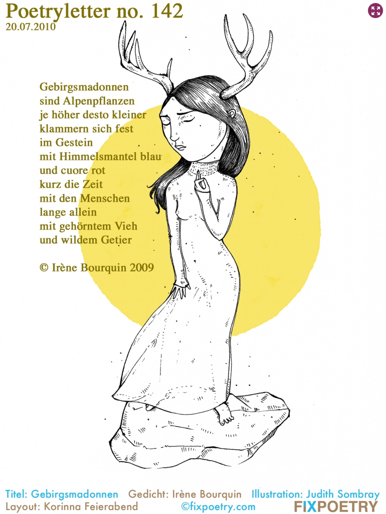 Poetryletter 142, Irene Bourquin, Judith Sombray, Korinna Feierabend