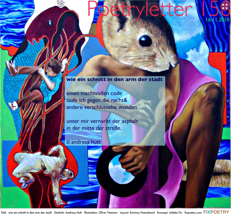 Poetryletter 158, Andreas Hutt, Oliver Tiemann, Korinna Feierabend