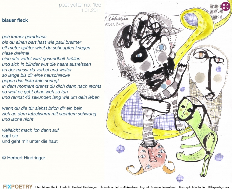 Poetryletter 165, Herbert Hindringer, Petrus Akkordeon, Korinna Feierabend