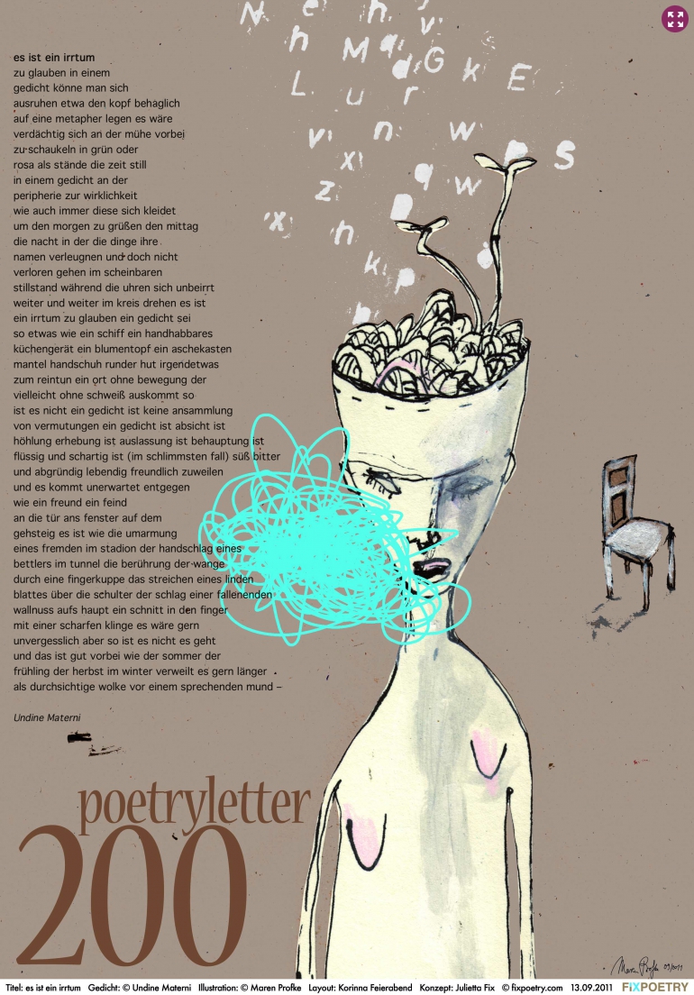 Poetryletter 200, Undine Materni, Maren Profke, Korinna Feierabend