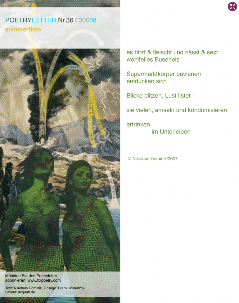 Poetryletter 36, Nikolaus Dominik, Frank Milautzcki