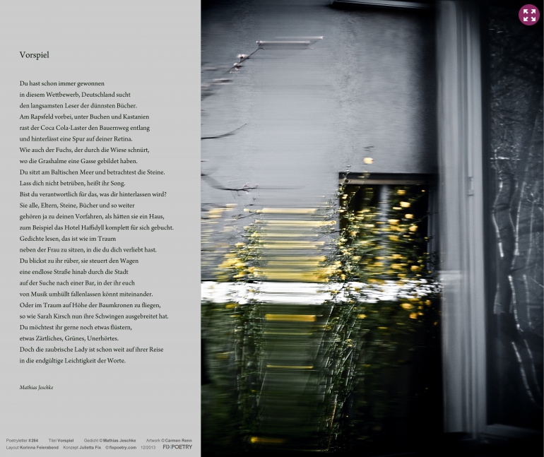 Poetryletter 264, Vorspiel, Mathias Jeschke, Carmen Renn, Korinna Feierabend