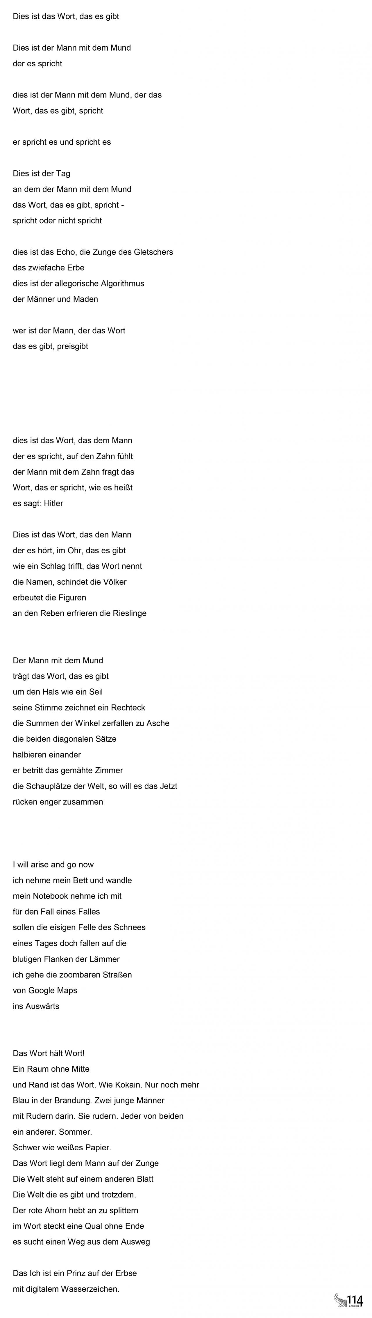 Gerhard Falkner, Das Wort
