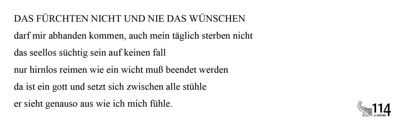Thomas Brasch, DAS FÜRCHTEN NICHT UND NIE DAS WÜNSCHEN