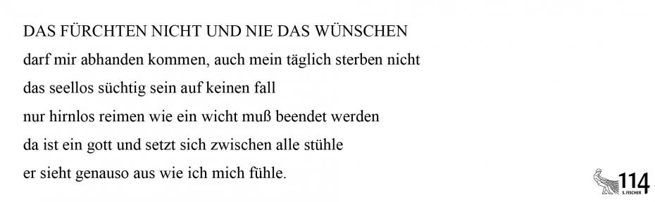 Thomas Brasch, DAS FÜRCHTEN NICHT UND NIE DAS WÜNSCHEN