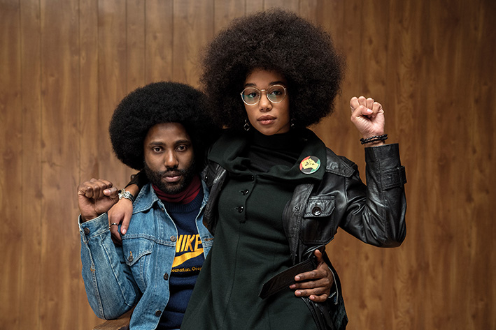 John David Washington stars as Ron Stallworth and Laura Harrier as Patrice in Spike Lee’s BlacKkKlansman, a Focus Features release.Credit: David Lee / Focus Features