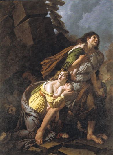 Saint-Ours Erdbeben Le tremblement de terre, version monumentale, 1792 – 1799, Öl auf Tuch, 261 x 195 cm. Sammlung des MAH