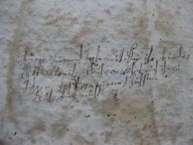 Notiz 1744 Notiz von unbekannter Hand in Andachtsbuch von 1744 (Foto: U.M.)