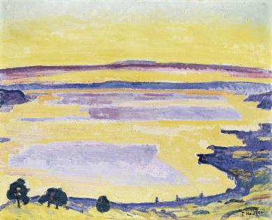 Ferdinand Hodler: Sonnenuntergang am Genfersee von Caux aus, 1917, Öl auf Leinwand, 65,5x80,5 cm, Privatsammlung, © Fondation Beyeler/SIK-ISEA, Zürich
