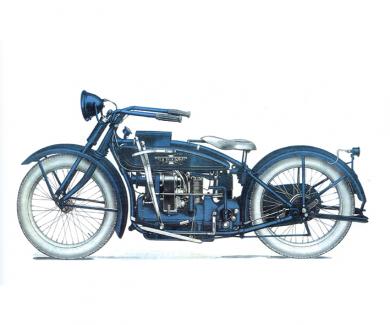 Hoffmann_49 Ein Modell der englischen Firma Henderson von 1928. Die englischen Motorradbauer waren unglaublich kreativ.
