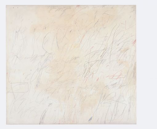 Twombly Arcadia Cy Twombly: Arcadia, 1958 (Roma); Wandfarbe auf Ölbasis, Wachskreide, Farbstift und Bleistift auf Leinwand, 182 x 200 cm; Daros Collection Schweiz; © Cy Twombly Foundation