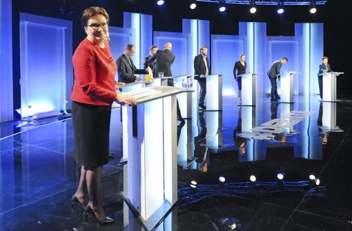 Kopacz Ewa Kopacz, amtierende Premierministerin, in der TV-Diskussion vom 20. Oktober (Foto: Keystone/AP, Alik Keplicz)