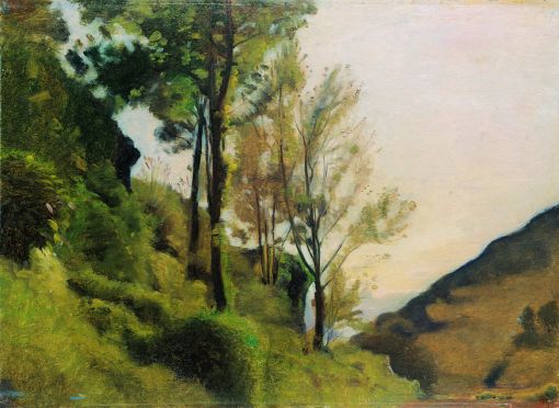 Menn Abb 6 Barthélemy Menn: Berghang mit Bäumen, um 1860, Ölfarben auf Karton, Kunstmuseum Winterthur, Legat Dr. med. Carl Brunner zum Andenken an seine Eltern Wilhelm und Emma Brunner-Nussberger, 1943; Foto: SIK-ISEA, Zürich (Jean-Pierre Kuhn)