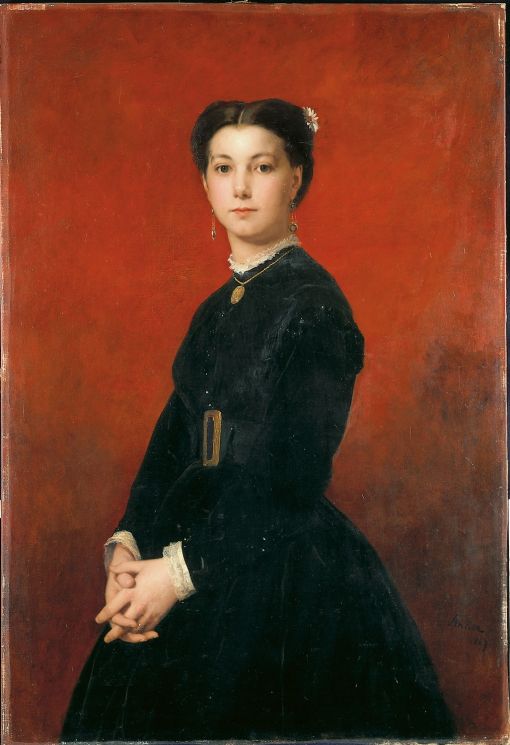 Mädchenbildnis auf rotem Grund. 1867, Öl auf Leinwand, 110 x 76 cm, Kunstmuseum Solothurn, Vermächtnis Henri Meyer, Kairo 1948.