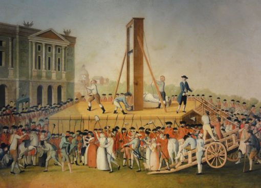 Marie-Antoinette, Hinrichtung Die abgesetzte französische Königin Marie-Antoinette wird auf der Place de la Révolution (der heutigen Place de la Concorde) unter der Guillotine hingerichtet. Neu Monate zuvor war ihr Gatte, König Ludwig XVI. am gleichen Ort guillotiniert worden. Die Österreicherin Marie-Antoinette war mit 14 Jahren mit dem späteren Ludwig XVI. zwangsverheiratet worden. Einerseits wurde sie als Heilige verehrt, anderseits als Hure verdammt. Vor allem ihre Prunksucht wurde ihr vorgeworfen, ebenso ihre „unaufgeklärte, reaktionäre Haltung“ sowie ihr Versuch, Frankreich an Österreich heranzurücken. „L’Autrichienne“, wie sie verächtlich genannt wurde, sei eine „Blutsaugerin der Franzosen“, hiess es in der Anklageschrift vom 14. Oktober 1793. Bevor sie hingerichtet wurde, verbrachte sie 77 Tage im Kerker. (Bild: zeitgenössische Darstellung, unbekannter Autor)