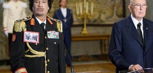 Ghadhafi, Napolitano Ghadhafi mit Staatspräsident Giorgio Napolitano