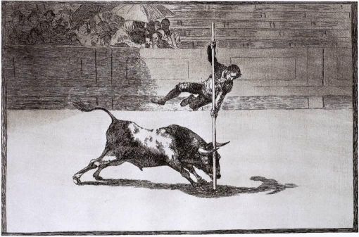 Goya Tauromaquia Francisco de Goya: Ligereza y atrevimiento de Juanito Apiñani en la Madrid, 1815–16, Tauromaquia 20, Radierung mit Aquatinta