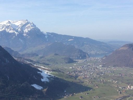 Blick auf die Ebene von Stans und den Pilatus