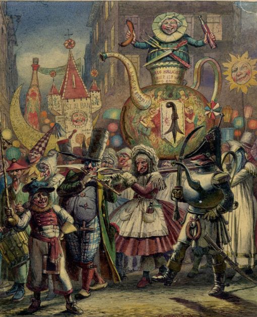 „Morgestraich“ (Aquarell). Buchillustration. (Bild: Museen Muttenz)
