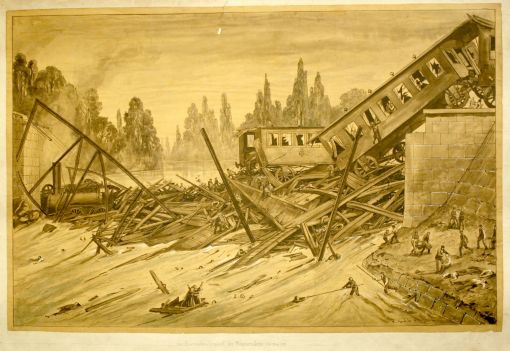 Das Eisenbahnunglück bei Münchenstein 1891.
