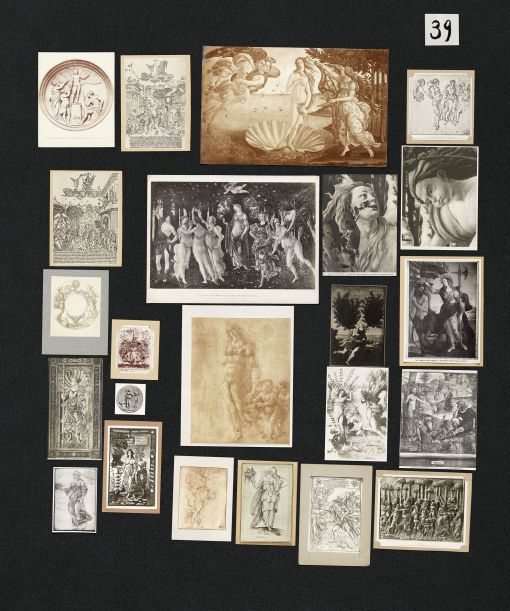 Aby Warburg, Bilderatlas Mnemosyne, Panel 39 (wiederhergestellt); Foto: Wootton / fluid; Courtesy The Warburg Institute, London