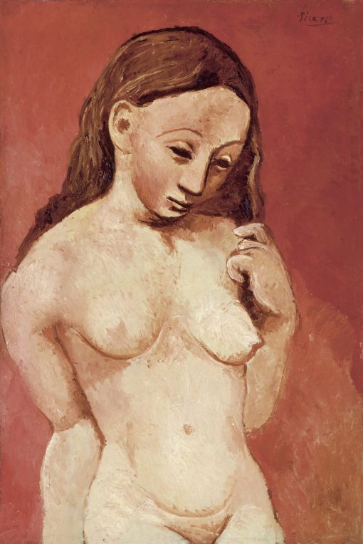 Pablo Picasso, Nu sur fond rouge Pablo Picasso, Nu sur fond rouge (Jeune femme nue à la chevelure), 1906, Öl auf Leinwand, 81 x 54 cm, Paris, Musée de l'Orangerie, Sammlung Jean Walter und Paul Guillaume © Succession Picasso / 2018, ProLitteris, Zürich, Foto: © RMN-Grand Palais (Musée de l'Orangerie) / Hervé Lewandowski