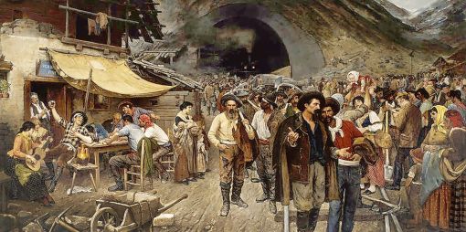 Schichtwechsel in Göschenen Schichtwechsel in Göschenen. Ölgemälde von Philipp Fleischer, 1886.