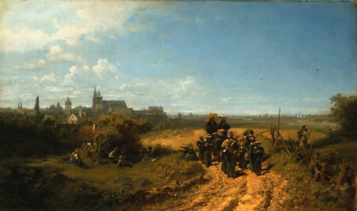Der Institutsspaziergang Der Institutsspaziergang, um 1860, Öl auf Leinwand, 32.1 x 54.1 cm, Bayerische Staatsgemäldesammlungen München – Neue Pinakothek