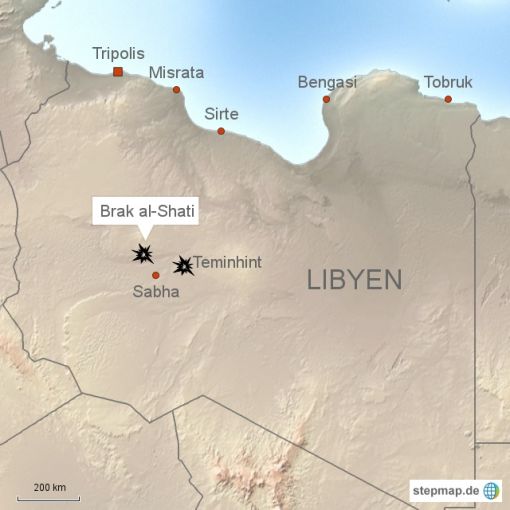 Libyen, Brak al-Shati Karte: Journal21.ch/stepmap.de
