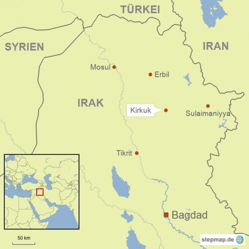 Kirkuk Karte: Journal21.ch/stepmap.de