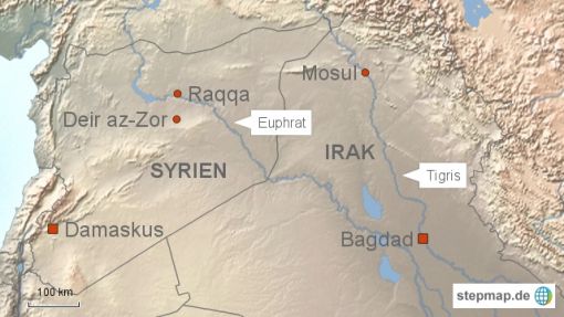Mosul, Raqqa Karte: Journal21.ch/stepmap.de