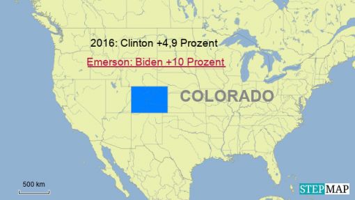 Colorado Colorado, 9 Wahlleute. In Colorado liegt eine Umfrage des Instituts Emerson vor.