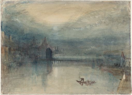 Turner, Lucerne Moonlight Joseph Mallord William Turner: Lucerne by Moonlight, Sample Study (Musterstudie für potentielle Käufer), ca. 1842/43, Aquarell auf Papier, 23.5 x 32.5 cm, © Tate, London, 2019